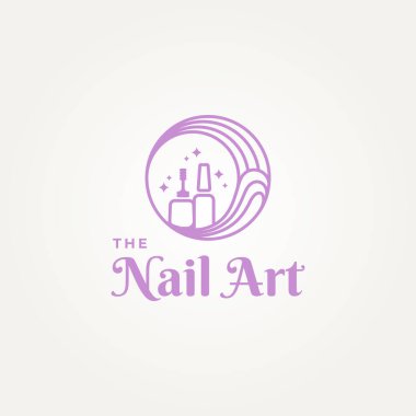 Minimalist manikür salonu sanat simgesi logo vektör illüstrasyon tasarımı. Basit modern moda, tırnak sanatı ve cilalama konsepti