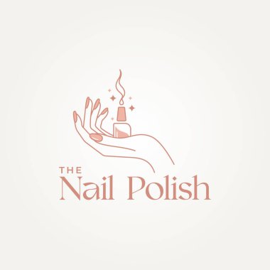 Minimalist oje çizgisi sanat simgesi logo vektör çizimi tasarımı. Basit modern tırnak sanatları stüdyosu logosu