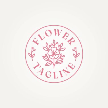 Minimalist güzellik botanik çiçek çizgisi sanat etiketi logosu vektör çizimi tasarımı. Basit modern güzellik salonu, butik, çiçekçi logosu.