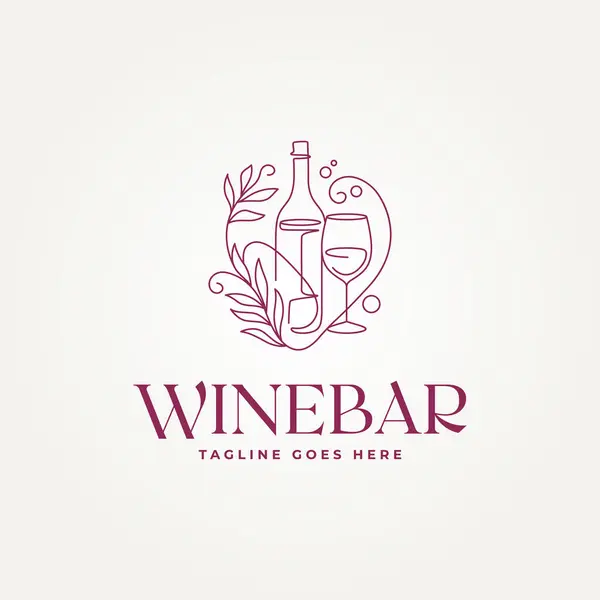 stock vector minimalist luxury wine bar continuous line drawing icon logo vector illustration design. simple modern restaurant, bar, cafe logo concept