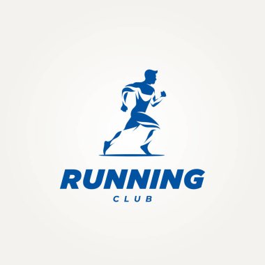çalışan adam silueti simgesi logo vektör illüstrasyon tasarımı. Basit modern koşu kulübü, spor kulübü ve fitness logosu