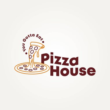 Mozzarella çizgisi çizgili minimalist lezzetli pizza logo vektör illüstrasyon tasarımı. Basit modern restoran, pizzacı, fast food logosu.