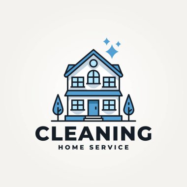 Minimalist ev temizlik hizmeti düz çizgi resim simgesi logo vektör çizimi tasarımı