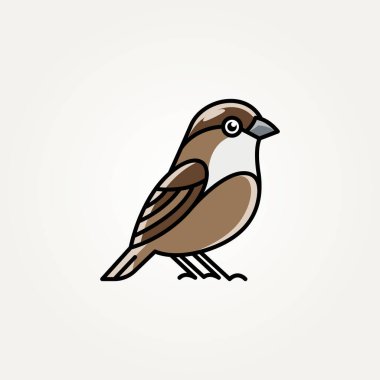 Minimalist serçe düz çizgi sanat simgesi logo vektör çizimi tasarımı