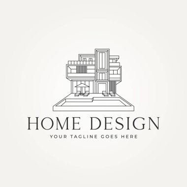 Minimalist ev tasarımı mimari çizgisi sanat simgesi logo vektör çizimi tasarımı. Basit modern gayrimenkul, inşaat, logo konsepti