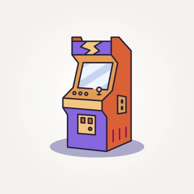 Minimalist retro oyun atari makinesi çizgisi sanat simgesi logo vektör illüstrasyon tasarımı