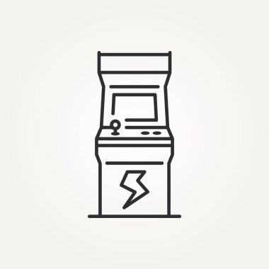 Minimalist retro oyun atari makinesi çizgisi sanat simgesi logo vektör illüstrasyon tasarımı