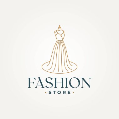 Minimalist kadın giyim tarzı sanat simgesi logo vektör çizimi tasarımı. Basit modern moda mağaza logosu konsepti