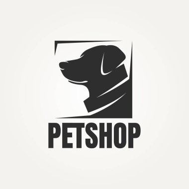 Minimalist köpek baş silueti logo vektör çizimi tasarımı. Basit modern hayvan dükkanları, veterinerler ve hayvan barınakları logo konsepti