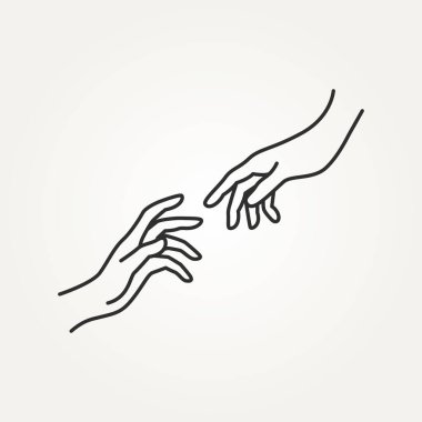 Birbirine uzanan minimalist eller sanat simgesi logo vektör çizimi tasarımı