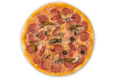 İtalyan pizzası beyaz arka planda izole edilmiş