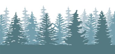 Spruce Treline siluet manzarası. Çam ağacı silueti manzarası