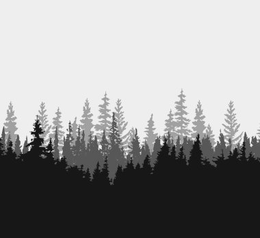 Treeline Spruce and Pines 'ın vektör silueti
