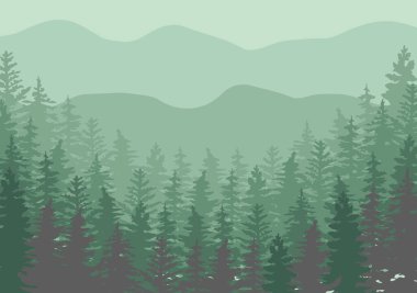 Treeline Spruce and Pines 'ın vektör silueti