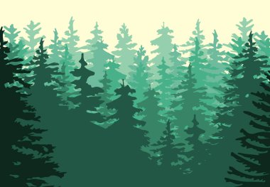 Treeline Spruce and Pines 'ın vektör silueti