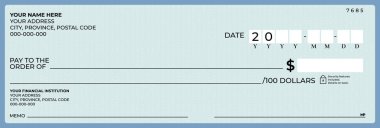 Bank check design.Bank cheque template design clipart