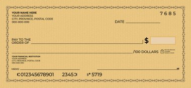 Banka kontrol dizaynı. Banka çek şablonu tasarımı