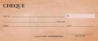 Bank check design.Bank cheque template design clipart