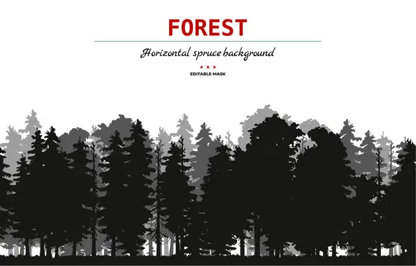 Spruce Treeline Silhouette Landscape Pine Tree Silhouette Landscape — Stock Vector