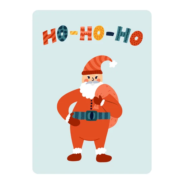 Postkarte Für Frohe Weihnachten Neujahr Winterurlaub Plakat Mit Schriftzug Handgezeichnete — Stockvektor