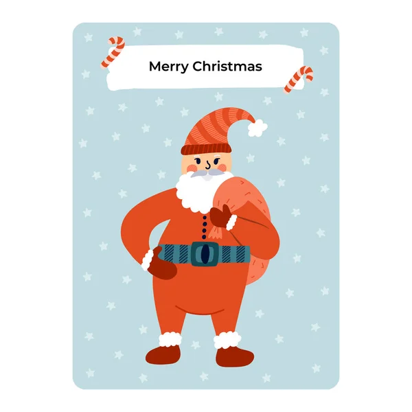 Postkarte Für Frohe Weihnachten Neujahr Winterurlaub Plakat Mit Vektor Handgezeichneter — Stockvektor