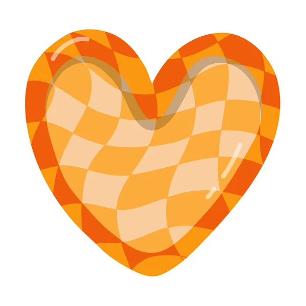 Χαριτωμένο Χειροποίητο Κεραμικό Πιάτο Σχήμα Καρδιάς Μοντέρνο Καρό Μοτίβο Χειροποίητο — Διανυσματικό Αρχείο