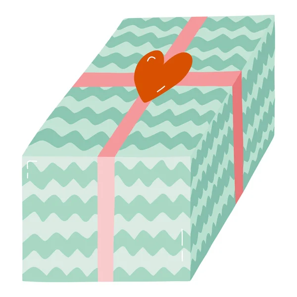 Милая Закрытая Подарочная Коробка Лентой Луком Наклейкой Подарок День Рождения — стоковый вектор
