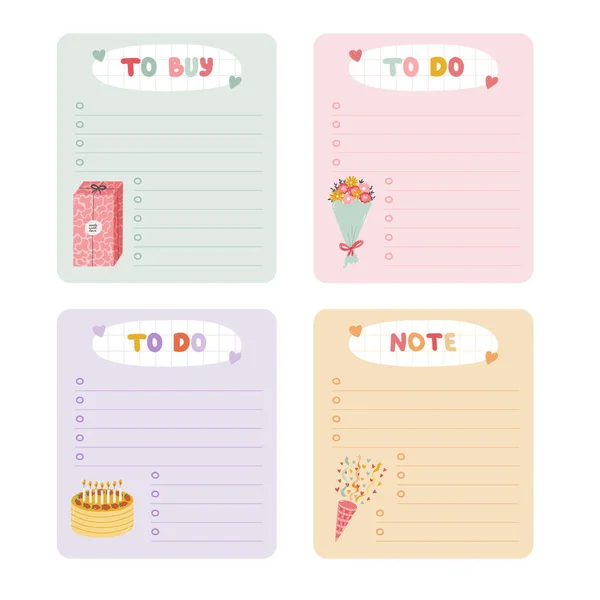 Cute Scrapbook Templates Planner Notes Buy Other Colorful Han Drawn — Stock Vector