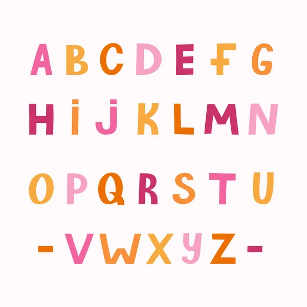 Cute Playful Font Childish Naive Style Fidgety Bold Alphabet Uppercase — Stock Vector