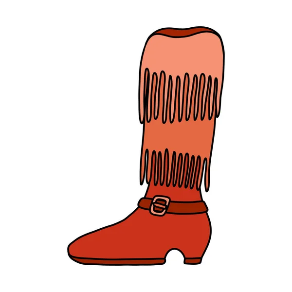 Χειροποίητο Σκίτσο Σχέδιο Από Ρετρό Καουμπόικες Μπότες Παραδοσιακό Κρόσσι Ζώνη — Διανυσματικό Αρχείο