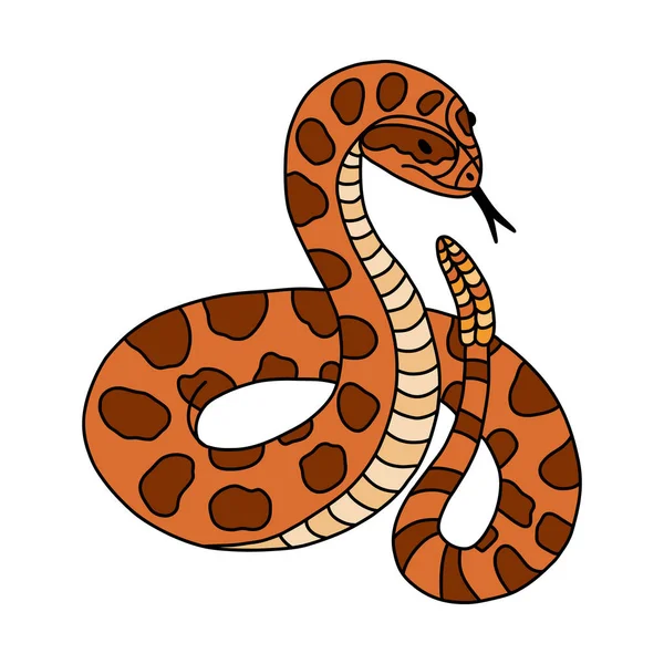 Serpent Dessiné Main Avec Hochet Doodle Avec Contour Serpent Jungle — Image vectorielle