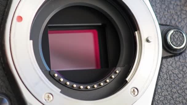 Obturador Uma Câmera Digital Moderna Ação — Vídeo de Stock