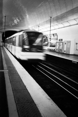 Train arriving at Villiers station on line 3 of the Paris metro - Paris clipart