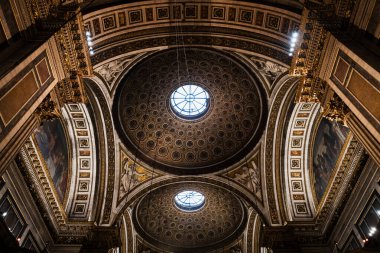 Ceiling of the monumental interior of the Church of the Madeleine in Paris clipart