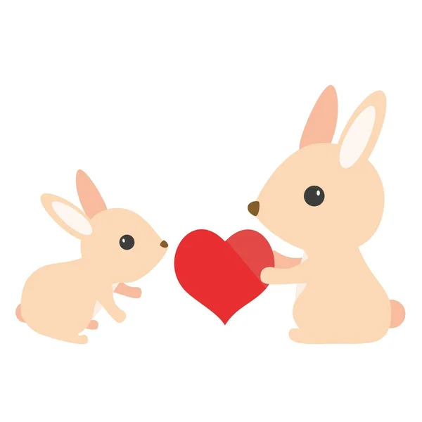 stock vector Rabbit parent and child and heart