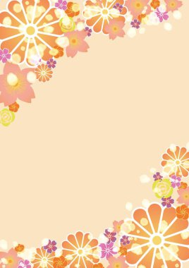 Japon tarzı çiçek pembe arkaplan / çerçeve dikey