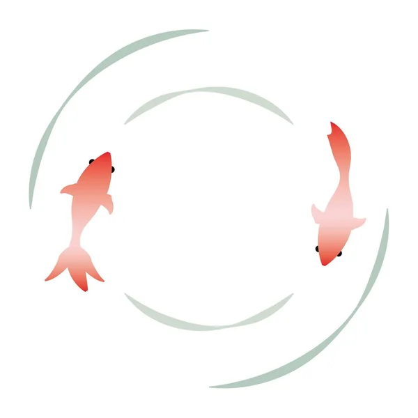 Ilustrace Dvou Plaveckých Zlatých Ryb Vodní Hladiny — Stockový vektor
