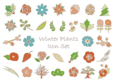 Kış bitkisi simgesi yumuşak çizgi çizimi