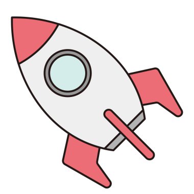 Çocuklar için yuvarlak kenarlı şirin roket klipsi sanatı