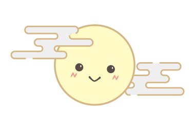 Ay ışığı için gülümseyen bir dolunay tasviri. - Çocuk Görüntü Çizimi