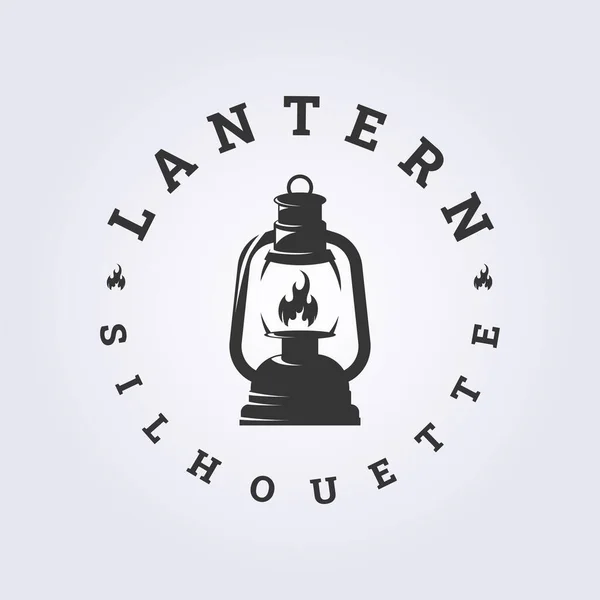 Silhouette Lantern Vintage Retro Style Vector Logo Icon Symbol Illustration — Stock Vector