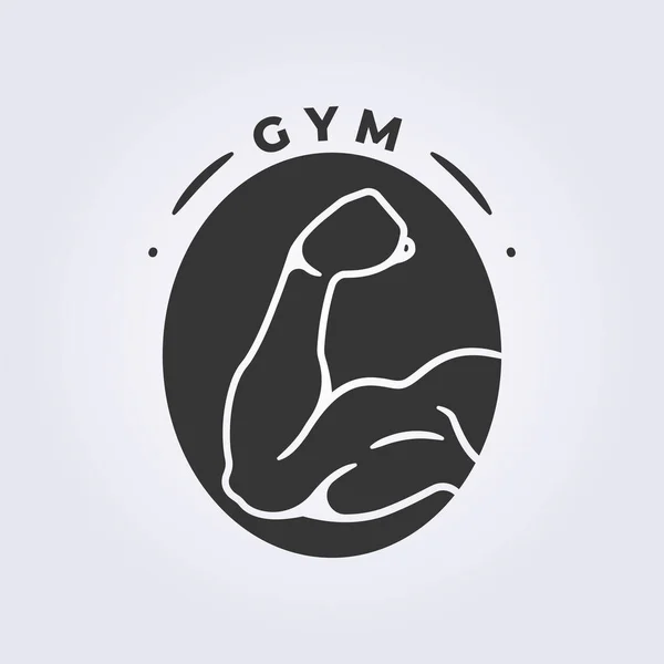Cutout Muscle Gym Fitness Logo Vector Outline Illustration Design Nutrition — Stock Vector