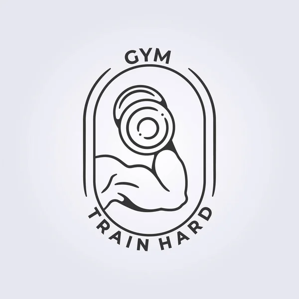 Fitness Gym Muscle Badge Logo Linear Vector Workout Ícone Símbolo — Vetor de Stock