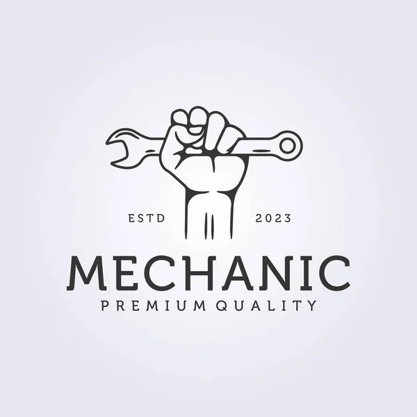 stock vector mechanic or technician service maintenance minimal logo linear vector illustration design