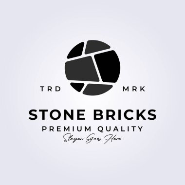 Doğal taş, klasik logo vektör illüstrasyon tasarım simgesini tuğlalar