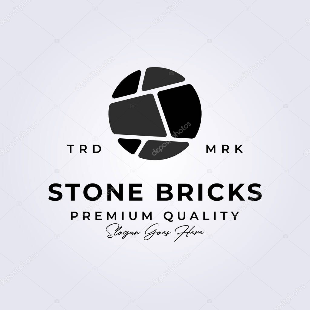 Natural stone bricks vintage logo vector illustration design icon symbol