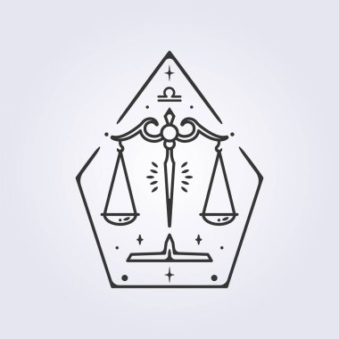 Terazi burcu astroloji yıldız falı vektör çizgisi sanat tasarımı