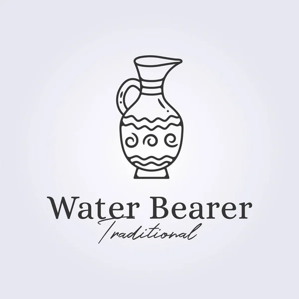 Traditional Water Bearer Logo Line Art Vector Illustration Design — Stock Vector