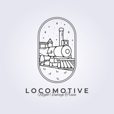 Hogwarts rozeti ekspres retro tren logo vektör şablonu çizim tasarımı