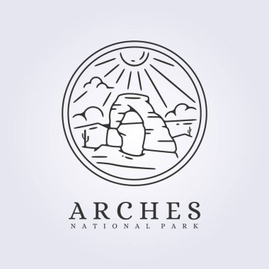 Rozet Arches Ulusal Park Vektör Çizgisi Sanat Grafik Tasarımı, Kemerlerin güneşli manzarası Ulusal Park